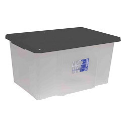 50L Clear Storage Box & Black Lid