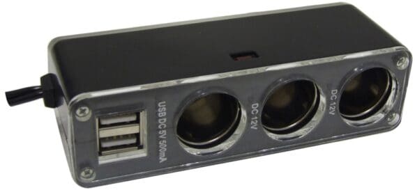 12V Triple Socket With Twin USB