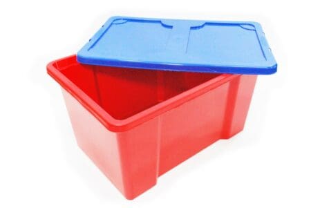 Red Box With Dark Blue Lid