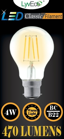 BC Clear LED 4 Filament 470 Lumens GLS 2700K