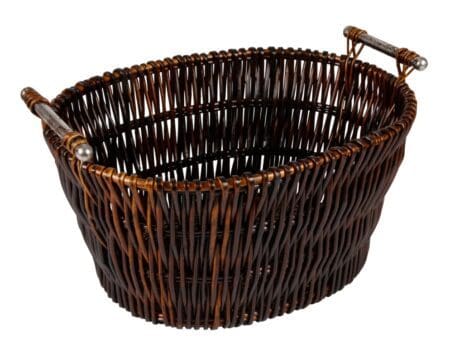 Dark Wicker Basket With Chrome Handles