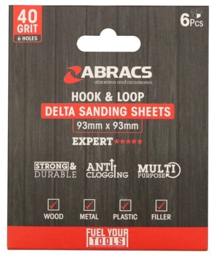 Hook & Loop Delta Sanding Sheets Pack 6