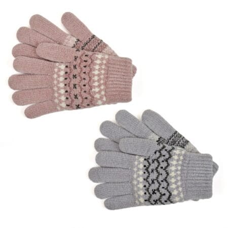 Ladies Fairisle Design Chenille Gloves
