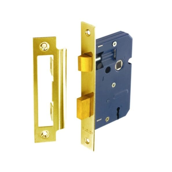 3 Lever Sash Lock Brass Plated with 4 Keys