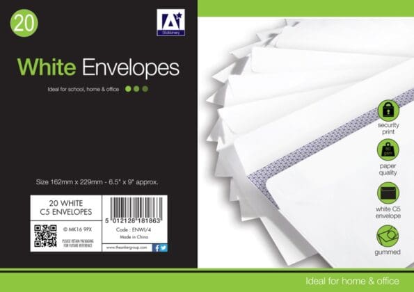 White Gummed Envelopes Pack 25