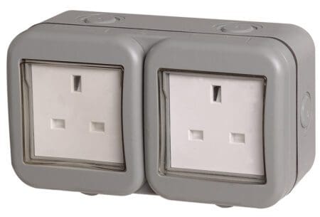 Weatherproof IP55 13Amp Unswitched 2 Gang Socket