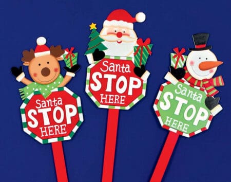 Santa Stop Here Sign Santa/Snowman/Reindeer