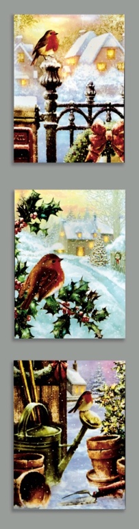 Snowy Robin Scene Canvas 6 LEDs