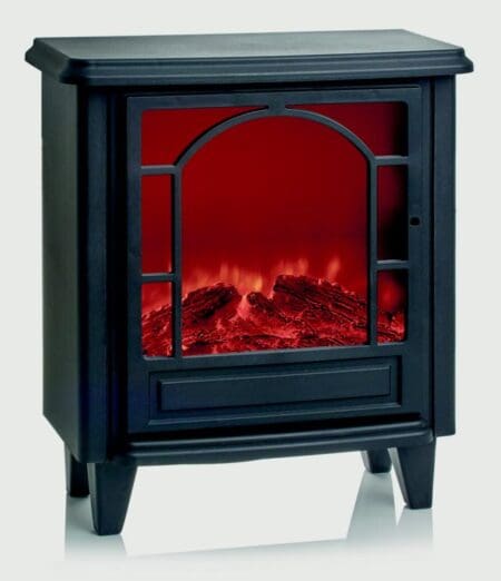 Black Fireplace With Timer