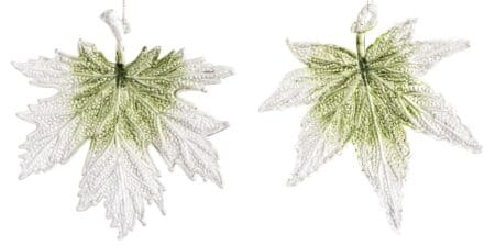 Acrylic White Green Leaf Frost