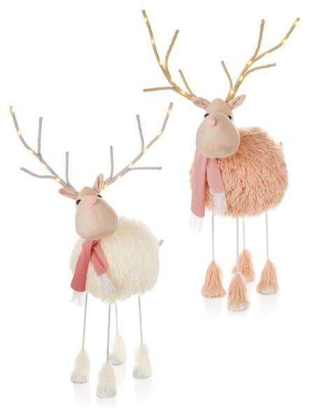 Cream Pink Fur Wobbly Reindeer Antler